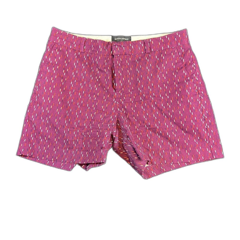 Banana Republic Women's Chino Shorts Geometric Pink Purple Orange Pockets 2